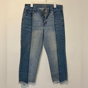 American Eagle cropped two tone jeans